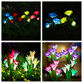 Solar Garden Lights Solar Power Lily Rose Lights Flower Stake Waterproof LED-TI00853-Veeddydropshipping
